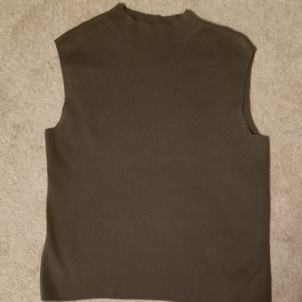 Olive Green Sleeveless Mock Turtleneck